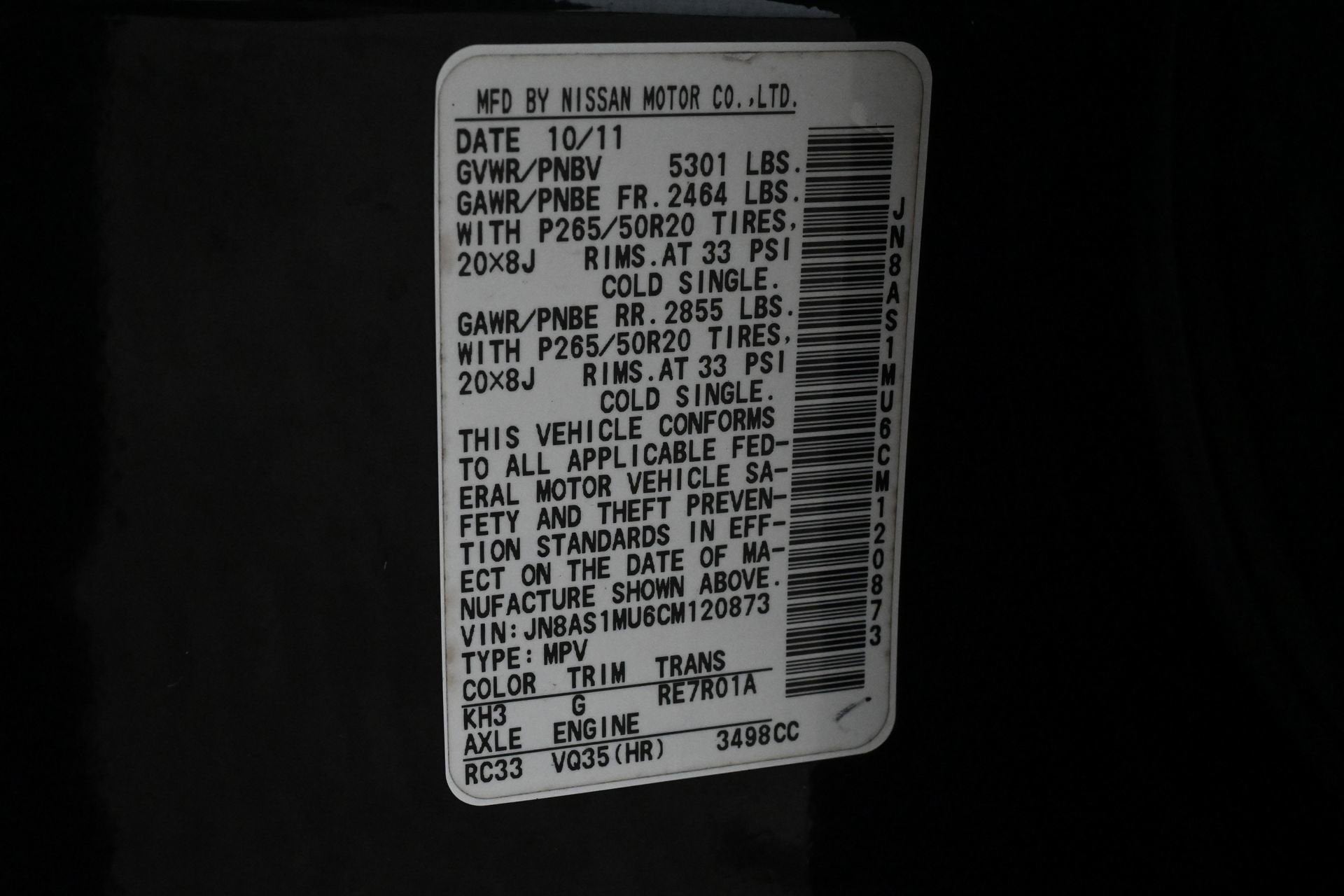 2012 INFINITI FX35 NA