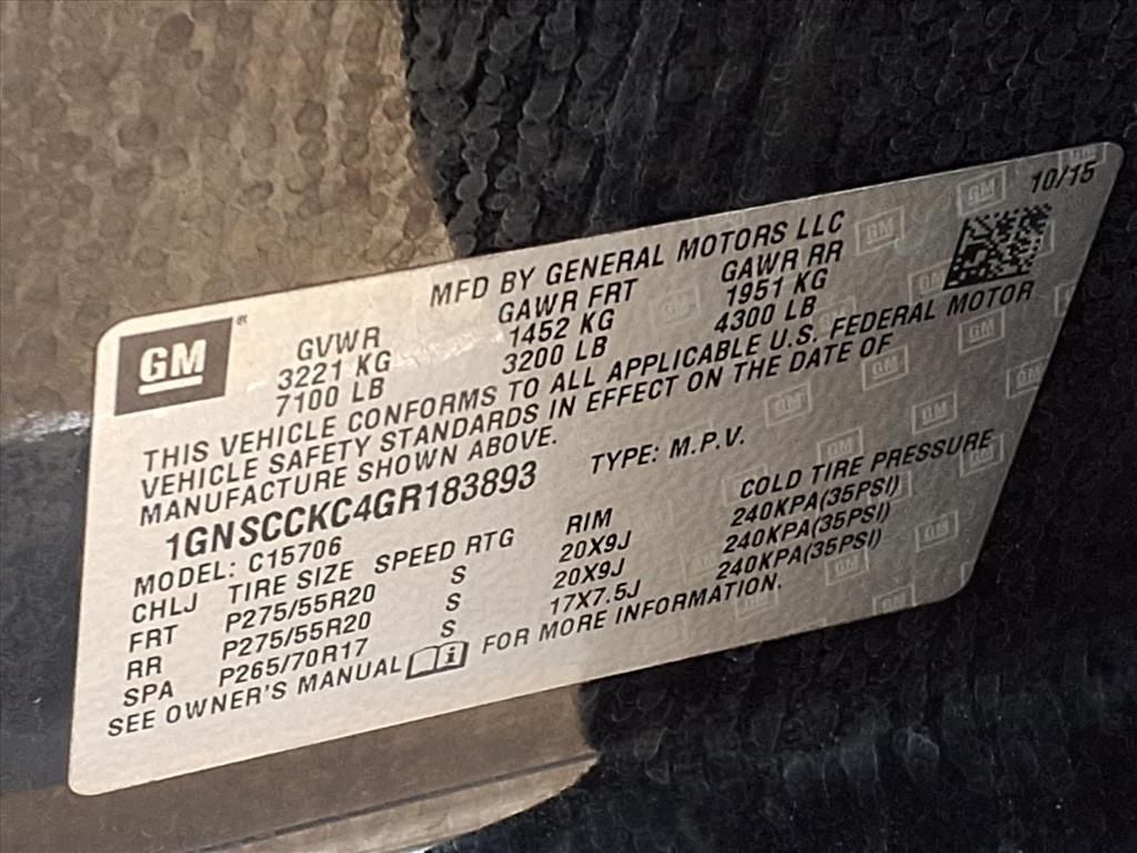 2016 Chevrolet Tahoe LTZ PREFERRED EQUIP. 1LZ