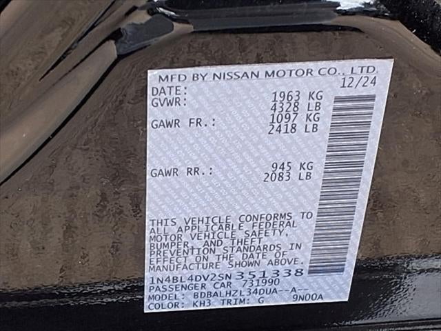 2025 Nissan Altima 2.5 SV SAFETY SHIELD® 360