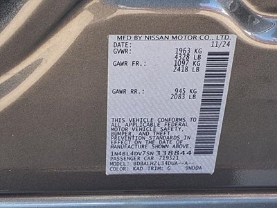 2025 Nissan Altima 2.5 SV SAFETY SHIELD® 360