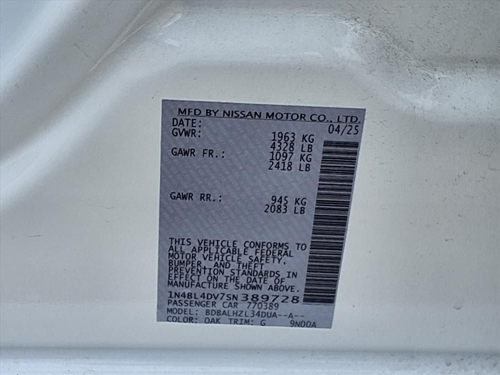 2025 Nissan Altima 2.5 SV SAFETY SHIELD® 360