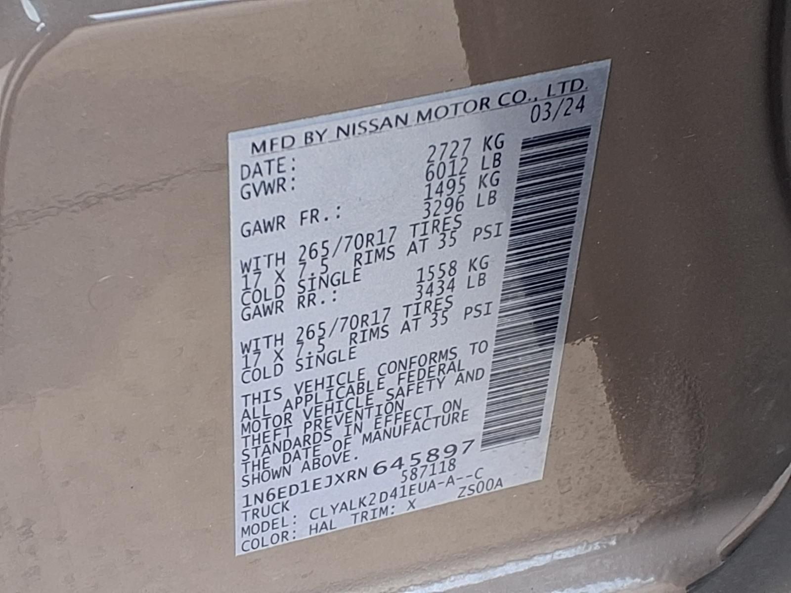 2024 Nissan Frontier PRO-X V6 TECH PKG